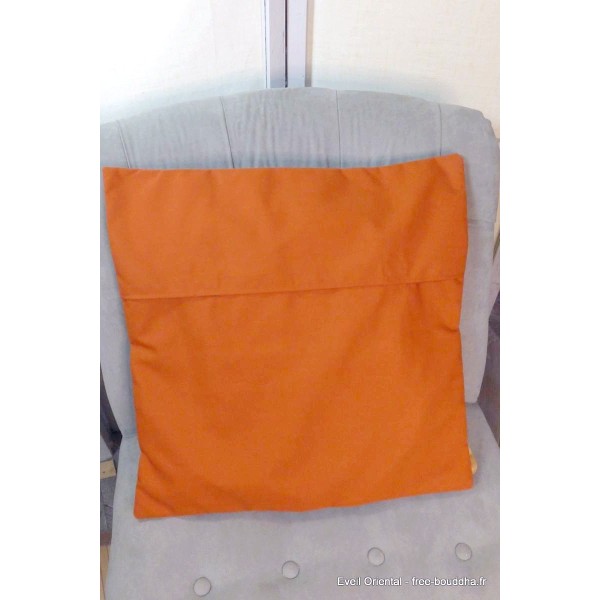 Housse de coussin Noeud sans fin couleur safran Housse de coussin bouddhiste HCM3