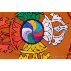 Housse de coussin double dordjé couleur safran Housse de coussin bouddhiste HCM4