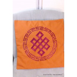 Housse de coussin Noeud sans fin couleur safran Décoration tibétaine HCM3