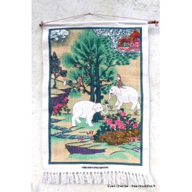 Tenture tibétaine colorée 4 amis coton épais Tentures tibétaines Bouddha TEN4A