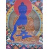 Grand Tangka bouddhiste Bouddha de Médecine 105 cm Tentures tibétaines Bouddha GTAN1