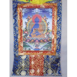 Grand Tangka bouddhiste Bouddha de Médecine 105 cm Tentures tibétaines Bouddha GTAN1