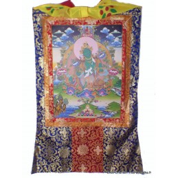 Grand Tangka bouddhiste Tara Verte 105 cm Tangkas tibétains GTAN3