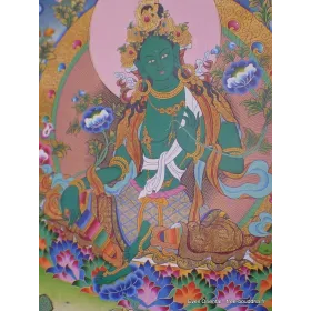 Grand Tangka bouddhiste Tara Verte 105 cm - Tentures bouddhistes