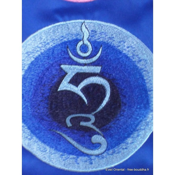 Tenture bouddhiste Om Ah Hung bleue Tentures tibétaines Bouddha OAH6