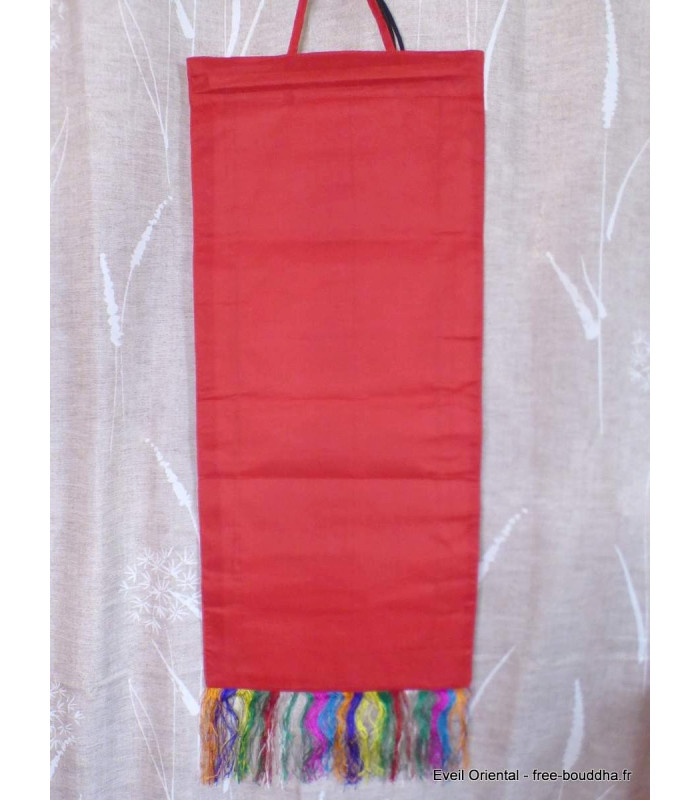 Tenture bouddhiste Om Ah Hung vert olive Tentures tibétaines Bouddha OAH8