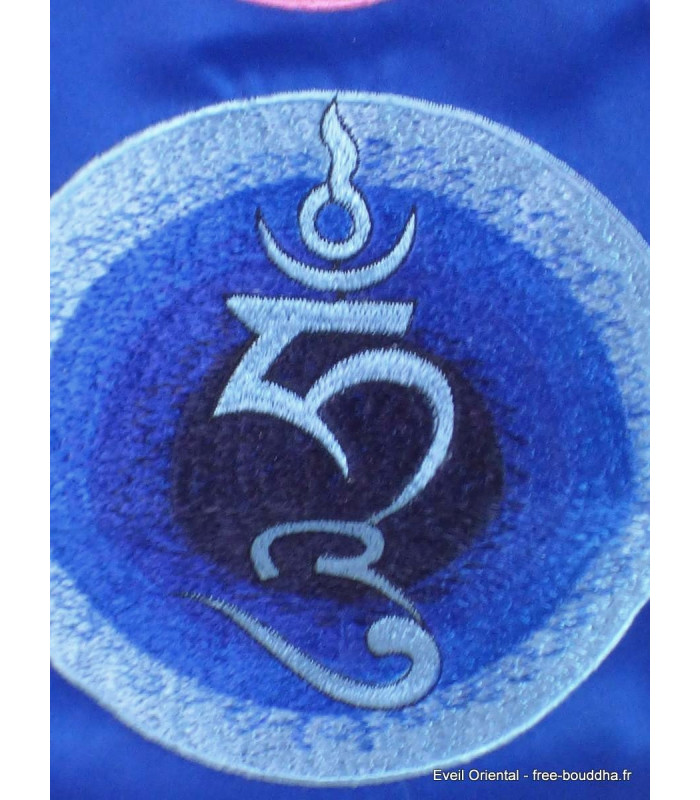 Tenture bouddhiste Om Ah Hung vert olive Tentures tibétaines Bouddha OAH8