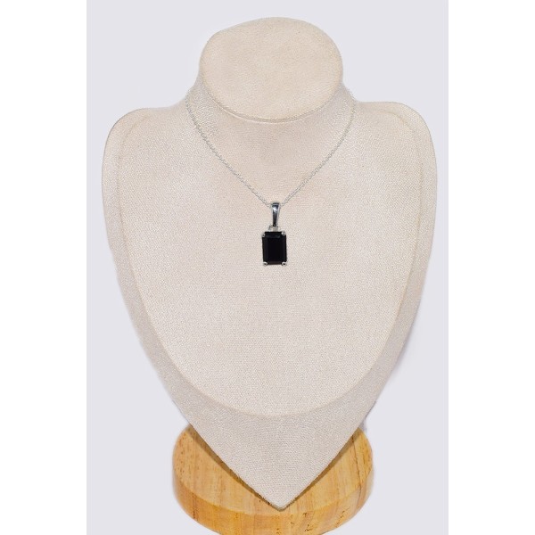 Pendentif Spinelle noire facettée rectangulaire Pendentifs pierres naturelles BK13/105