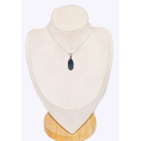 Rare Pendentif Opale noire du Chili dominante bleue Pendentifs pierres naturelles CWA121.2