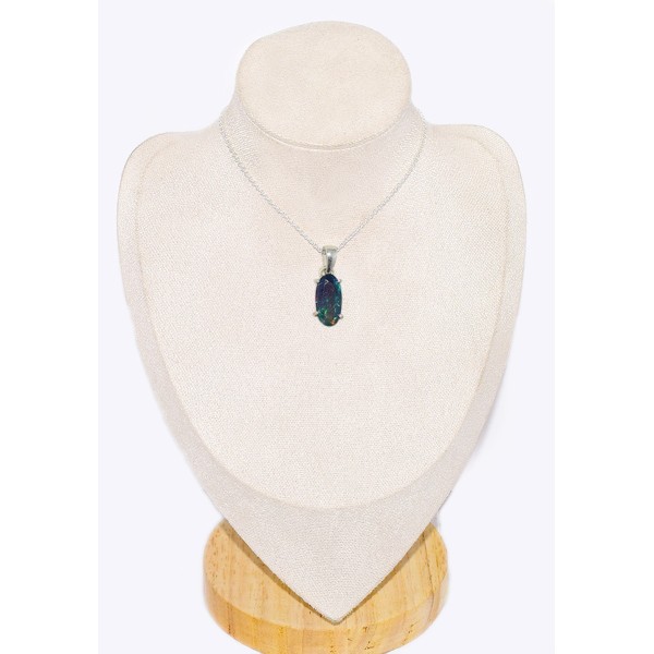 Rare Pendentif Opale noire du Chili dominante bleue Pendentifs pierres naturelles CWA121.2