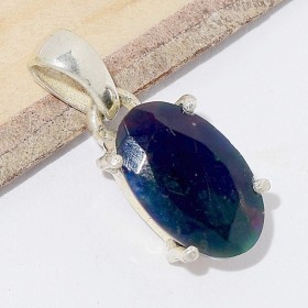 Rare Pendentif Opale noire du Chili bleue rouge Pendentifs pierres naturelles CWA121.3