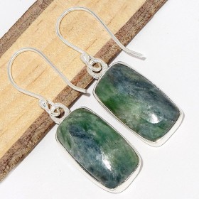Boucles d'oreilles Cyanite Mermaid rectangulaires Bijoux en Cyanite Mermaid Sirène CWA122.1