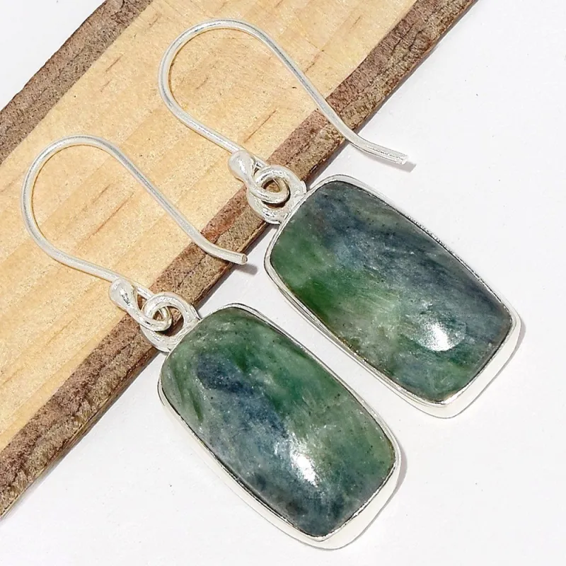 Boucles d'oreilles Cyanite Mermaid rectangulaires - Bijoux en Cyanite Mermaid Sirène