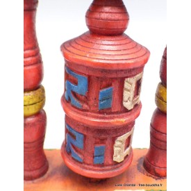 Moulin à prières tibétain en bois peint Moulins à Prières tibétains MAPB1