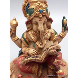 Statuette Ganesh artisanale en résine, peinte à la main.