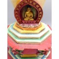 Grand Stupa tibétain en bois peint à la main 36 cm Statuettes Bouddhistes STU11