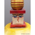 Grand Stupa tibétain en bois peint à la main 36 cm Statuettes Bouddhistes STU11