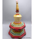 Grand Stupa tibétain en bois peint à la main 36 cm Statuettes Bouddhistes STU11