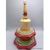 Grand Stupa tibétain en bois peint à la main 36 cm Statuettes Bouddhistes STU11