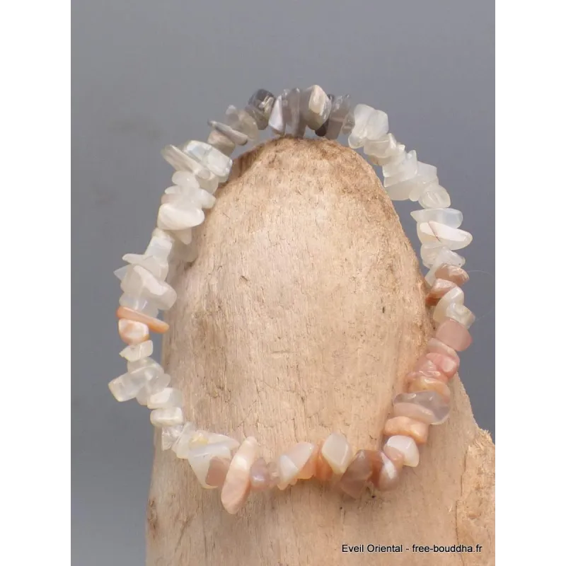 Bracelet baroque en PIERRE DE LUNE PECHE - Bracelet baroque en Pierre Naturelle