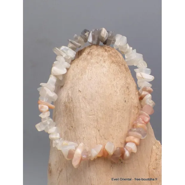 Bracelet baroque en PIERRE DE LUNE PECHE - Bracelet baroque en Pierre Naturelle