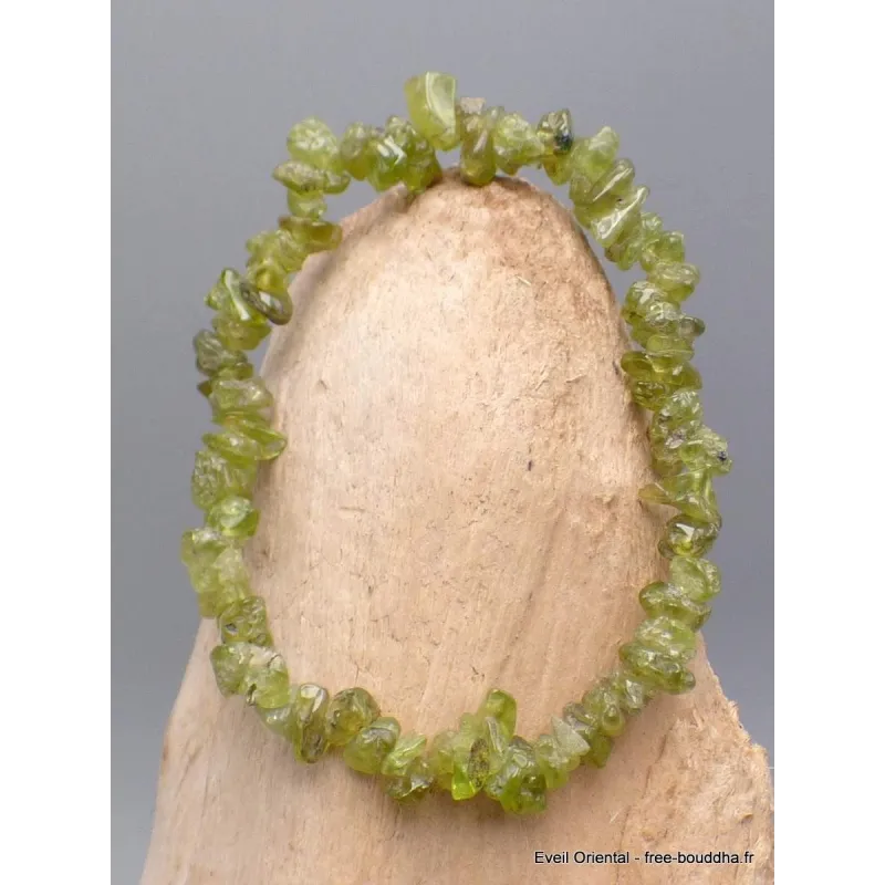 Bracelet perles chips PERIDOT - Bracelet baroque en Pierre Naturelle
