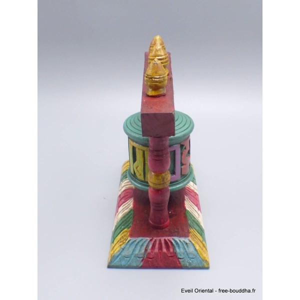Moulin à prières en bois sculpté 13 cm Objets rituels bouddhistes 6405.6