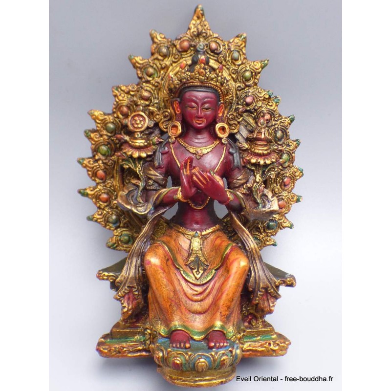 Statuette Bouddha Maitreya couleur rouge Objets rituels bouddhistes METRA1