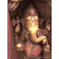 Statuette bouddhiste Autel temple triptyque Ganesh patine antique - Statuettes bouddhistes tibétaines artisanales
