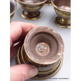 7 Bols d'offrandes en cuivre antique sur pied Bols d'offrandes bouddhistes BOCM2