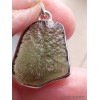 Pendentif Moldavite brute authentique serti clos qualité AAA Bijoux en Moldavite YM14.3