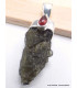Pendentif Moldavite brute et grenat cabochon Bijoux en Moldavite YM14.4