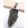 Pendentif Moldavite brute et grenat cabochon Bijoux en Moldavite YM14.4