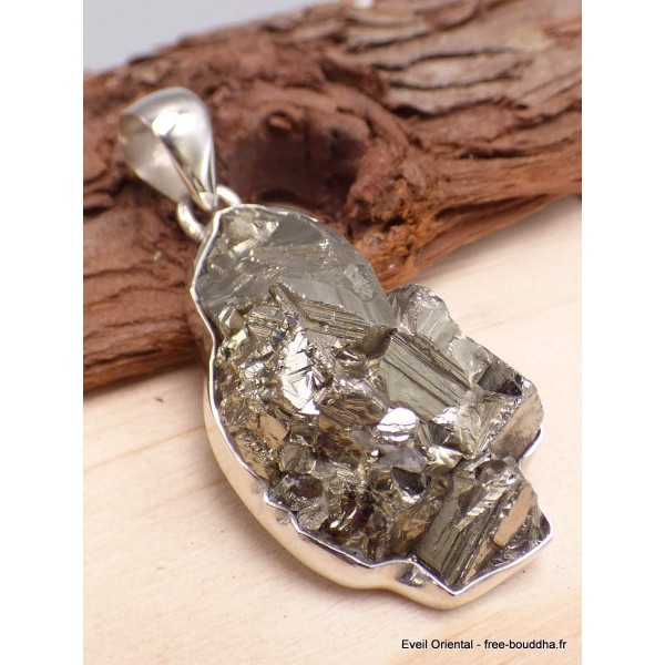 Pendentif Pyrite dorée authentique Pendentifs pierres naturelles YM10.4