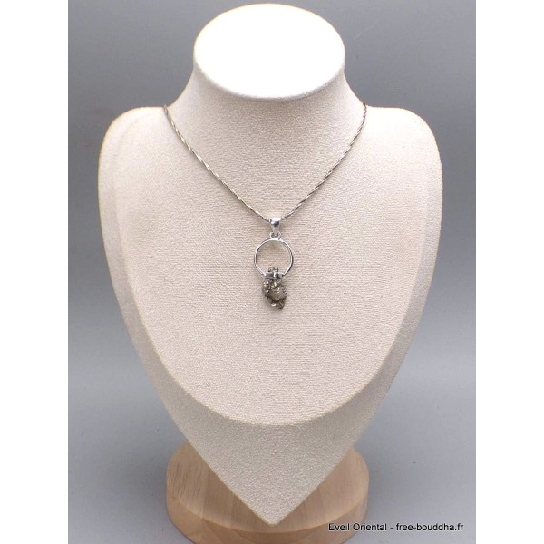 Pendentif Pyrite dorée authentique avec anneau Bijoux en Pyrite YM10.5