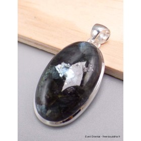 Pendentif oval Pierre de Lune noire larvikite Pendentifs pierres naturelles YM12.4