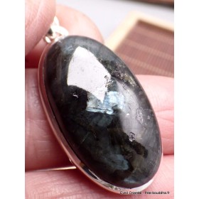 Pendentif oval Pierre de Lune noire larvikite Pendentifs pierres naturelles YM12.4