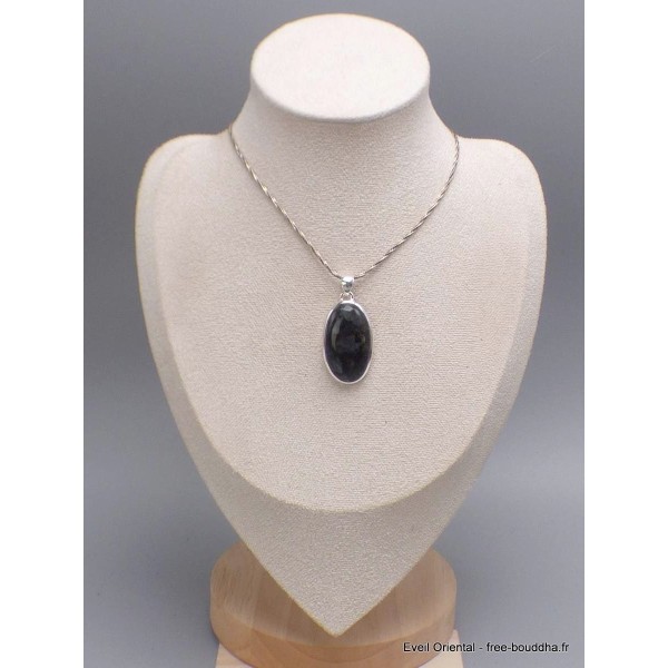 Pendentif oval Pierre de Lune noire larvikite Pendentifs pierres naturelles YM12.4