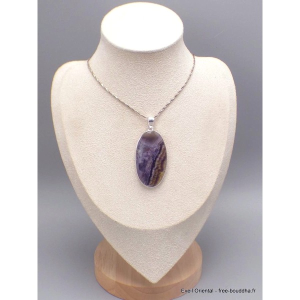 Gros Pendentif Fluorite sur quartz oval Pendentifs pierres naturelles YM17.2