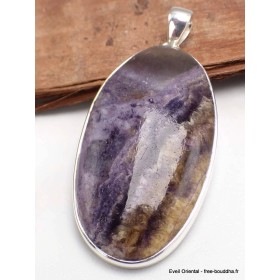 Gros Pendentif Fluorite sur quartz oval Pendentifs pierres naturelles YM17.2