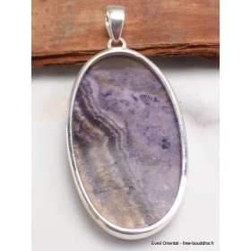 Gros Pendentif Fluorite sur quartz oval Pendentifs pierres naturelles YM17.2