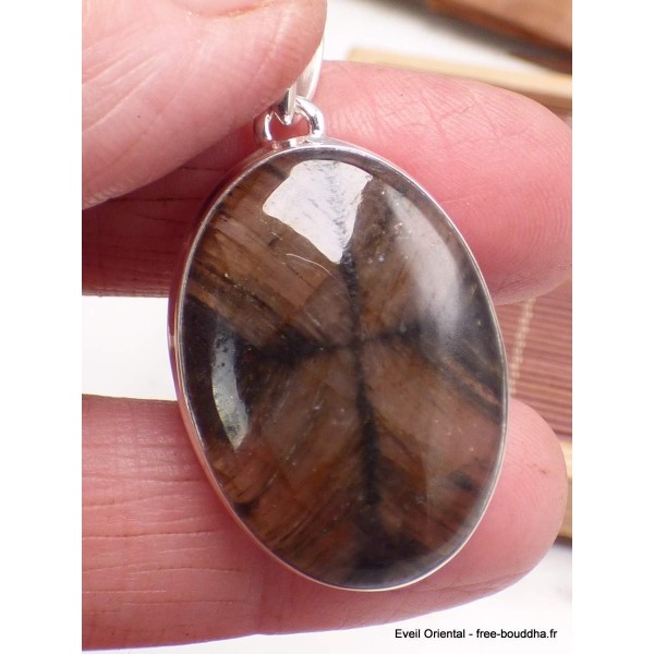 Pendentif argent Chiastolite Andalousite oval Bijoux en Chiastolite AW7.4
