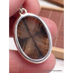 Pendentif argent Chiastolite Andalousite oval Bijoux en Chiastolite AW7.4