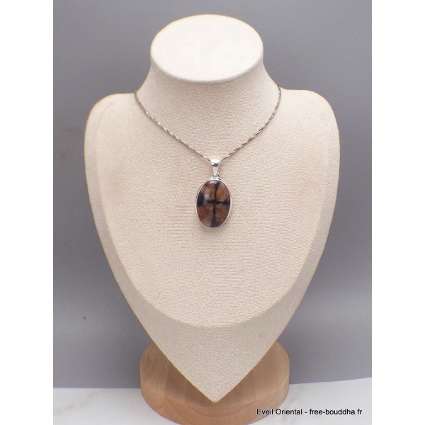 Bijou Pendentif argent Chiastolite Andalousite oval Bijoux en Chiastolite AW7.5