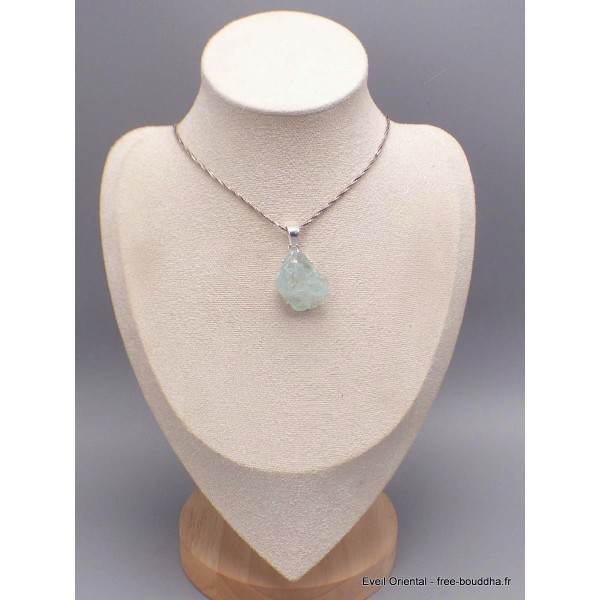 Bijou Pendentif Aigue-marine bleue verte brute Bijoux en Aigue-marine AW15.5