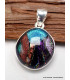 Bijou pendentif Verre Dichroïque turquoise multicolore Pendentifs pierres naturelles LAM52.3