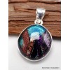 Bijou pendentif Verre Dichroïque turquoise multicolore Pendentifs pierres naturelles LAM52.3