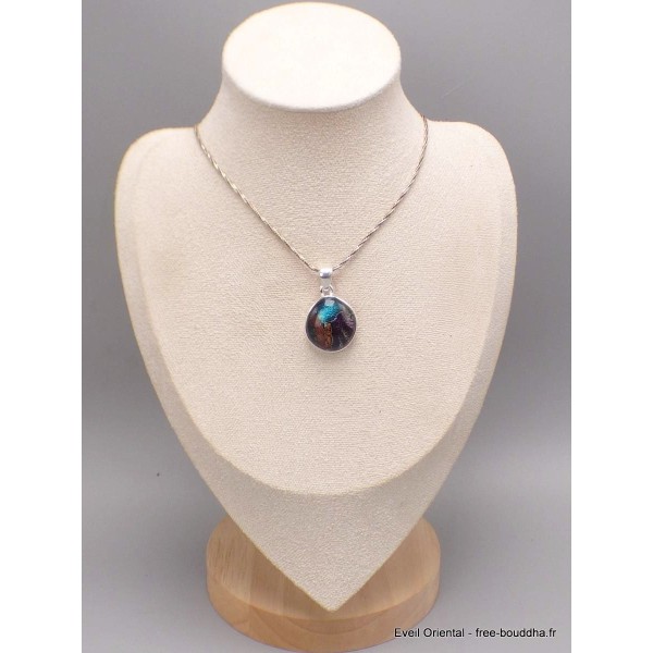 Bijou pendentif Verre Dichroïque turquoise multicolore Pendentifs pierres naturelles LAM52.3