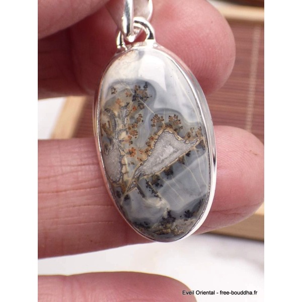 Pendentif argent Jaspe Maligano forme ovale Bijoux en Jaspe Maligano AW24.4