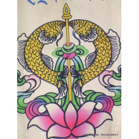 Tenture bouddhiste Poissons d'or en coton épais Tentures tibétaines Bouddha TENCE4